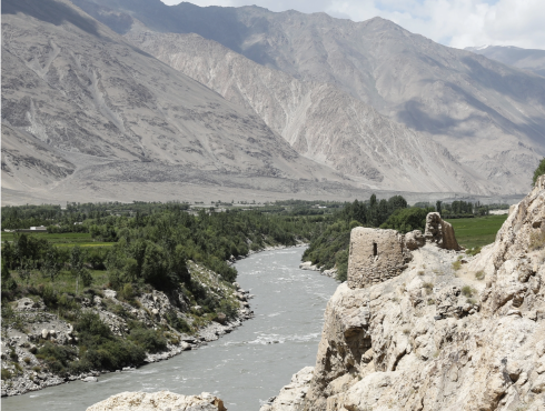 Khaka fortress and Panj river